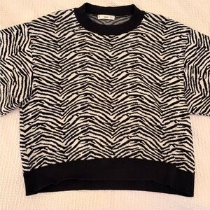 Mango Black and White Zebra-Print Sweater